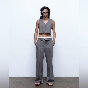 Topstiched Turn-down Waist Pants from Zara size Small